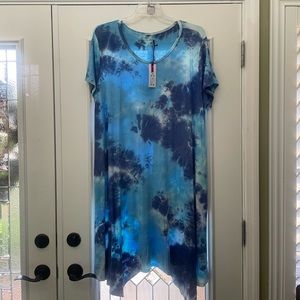 NWT Super Comfy Stretchy Roomy Tie-Dye Dress with Shark Bite Hem 3XL